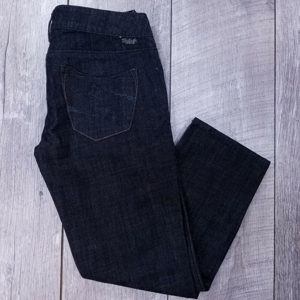 Silver Jeans Womens Size 28 Tyler Slim Cropped Capri Dark Blue Low Rise Pants
